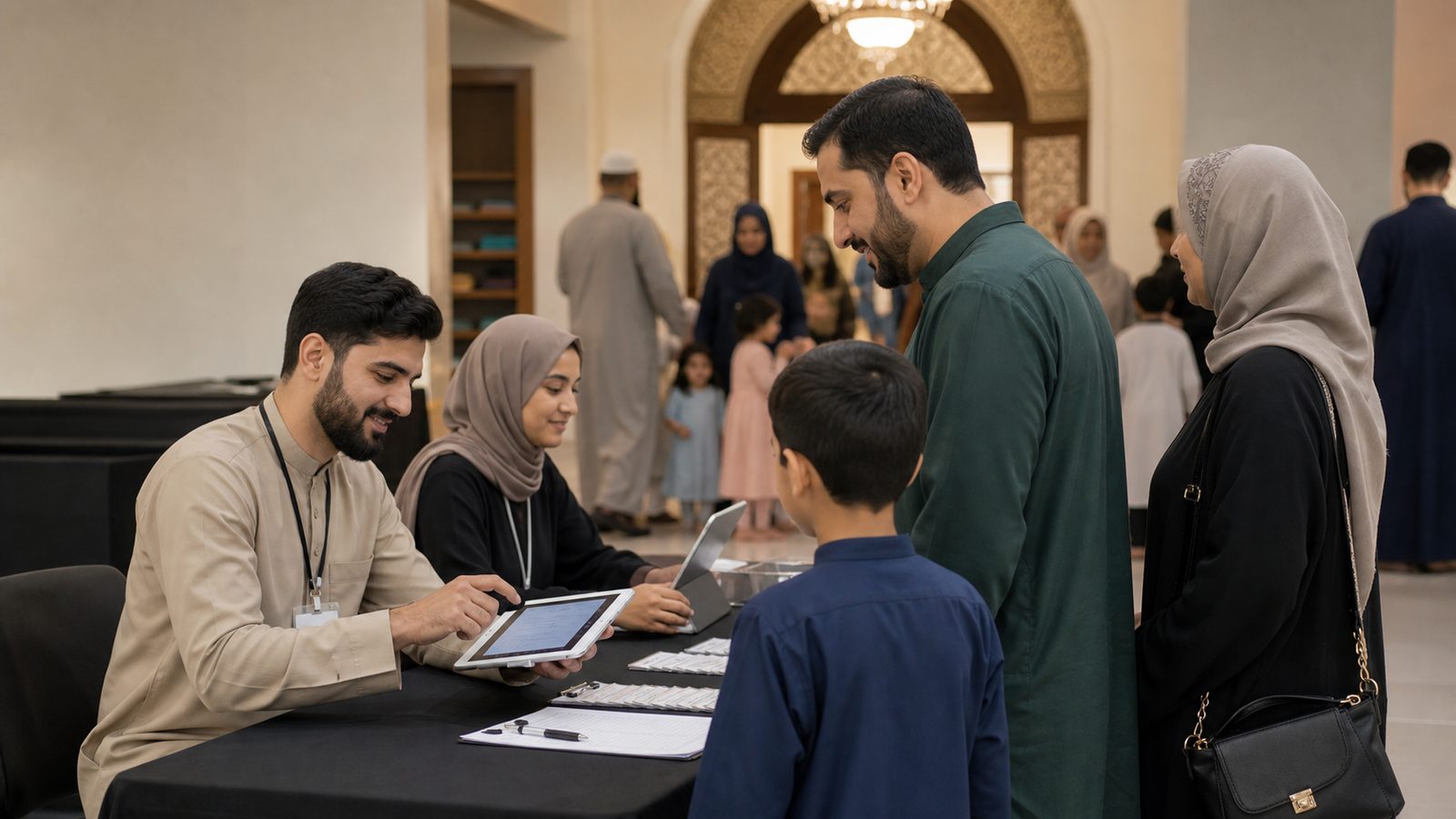 Education program check-in with staff and attendees