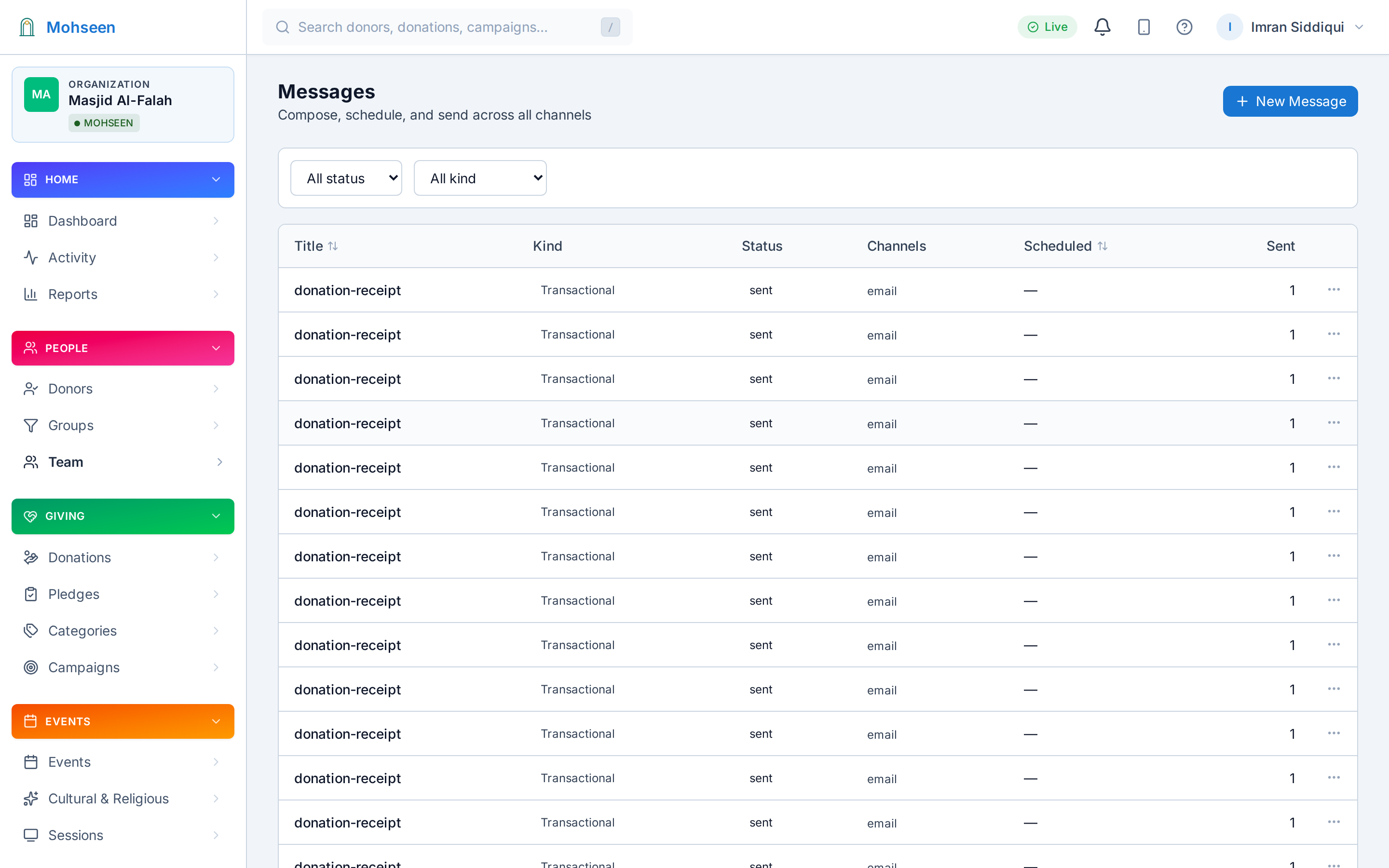 Email delivery log