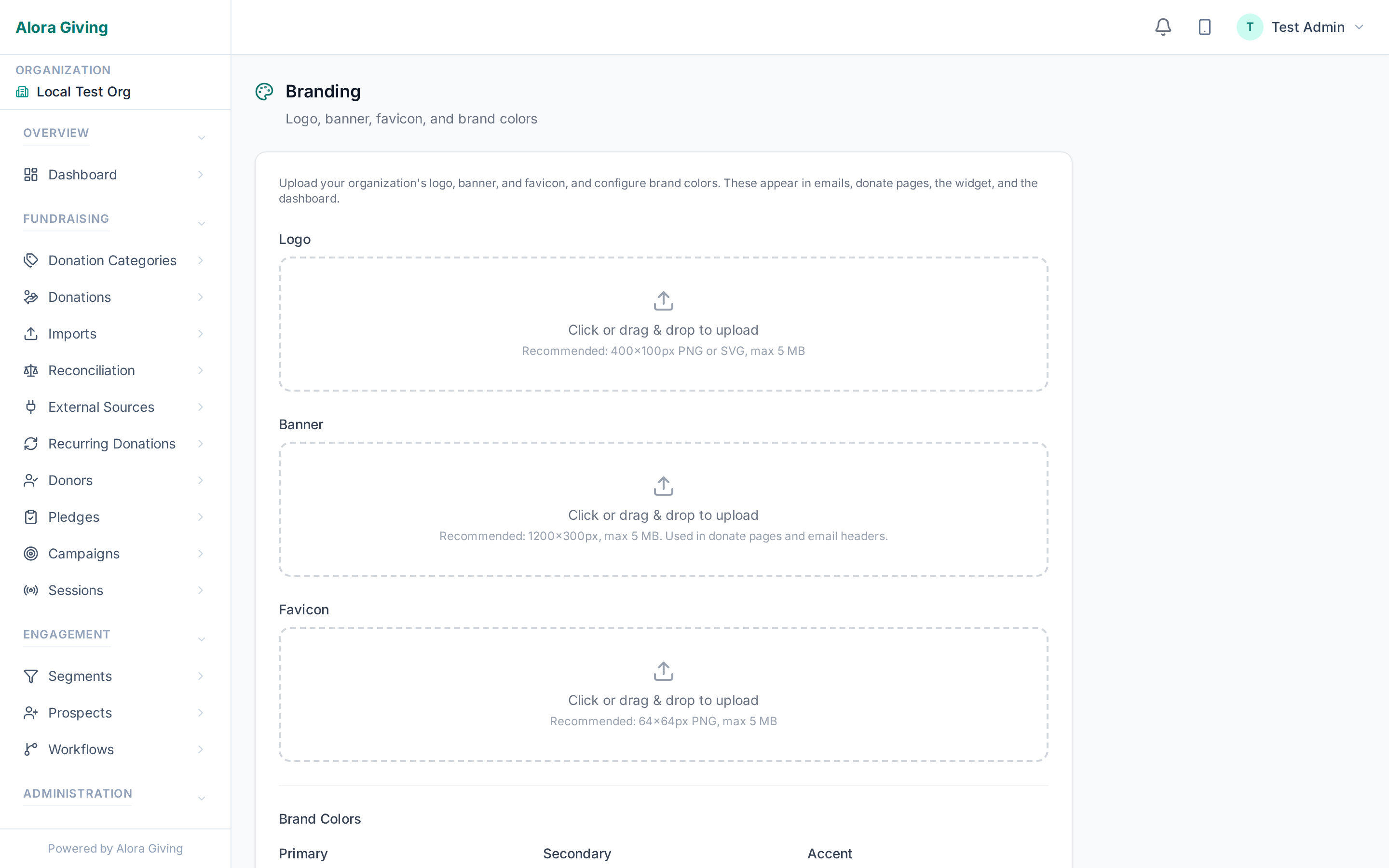 Branding settings for an Islamic organisation
